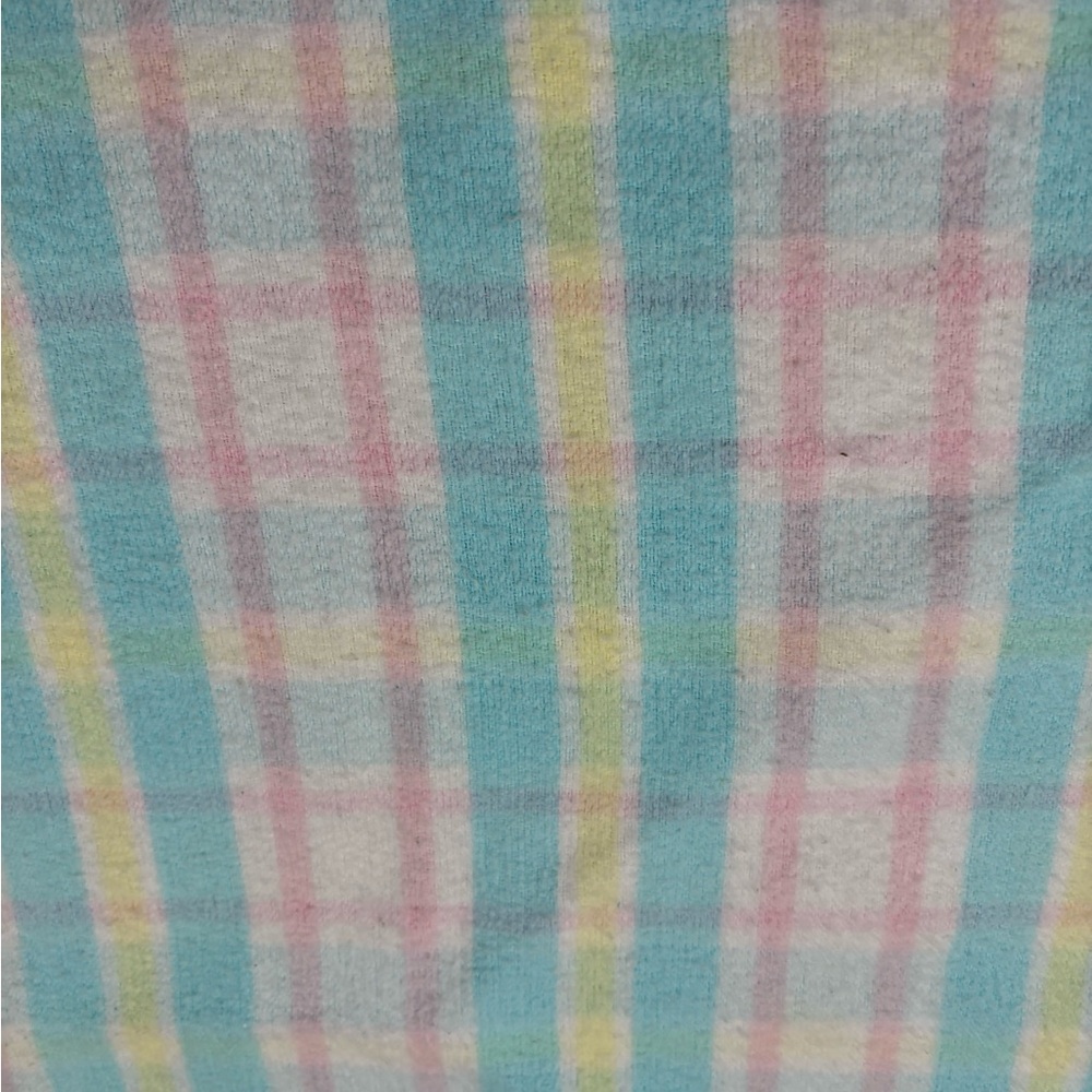 Vintage CARTERS Pastel Plaid Baby Blanket 100% Cotton Pink Blue Yellow - Picture 2 of 6